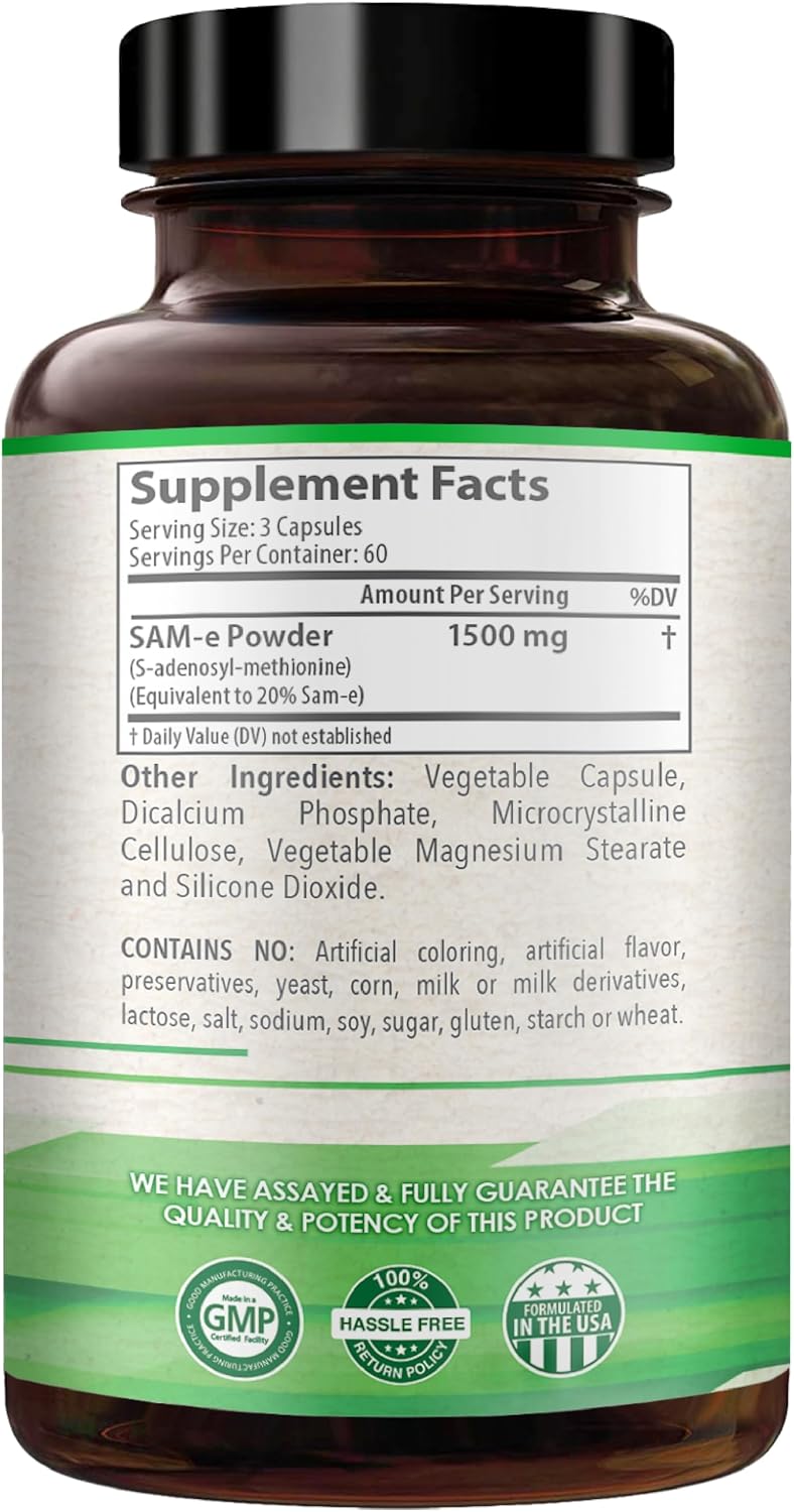 HealthyWayRx 1500mg SAM-e Suplemento de S-Adenosilmetionina - 60 Cápsulas
