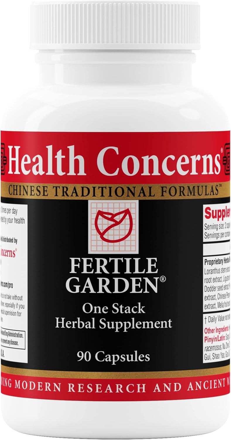 Health Concerns Fertile Garden – Apoyo a la Fertilidad Femenina – Fórmula Herbolaria China con Ashwagandha, Dong Quai y Peonía – 90 Cápsulas