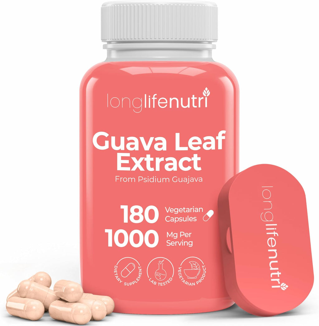 Extracto de Hoja de Guayaba 1000mg - Suplemento Orgánico, 180 Cápsulas Vegetales