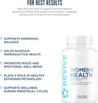 Revive MD Hormone Balance for Women – Suplemento de equilibrio hormonal con Myo-Inositol, Chaste Berry, DIM, Vitaminas C y E, Aceite de Onagra (180 Cápsulas)