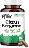 Wild & Organic Cápsulas de Bergamota Cítrica - Antioxidante y Apoyo General - Extracto de Citrus Bergamia - Vegano, Sin Rellenos, No OGM - 120 Cápsulas