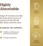 Solgar B-Complex '50' - 100 Cápsulas Vegetales - B-Complex para Energía y Sistema Nervioso