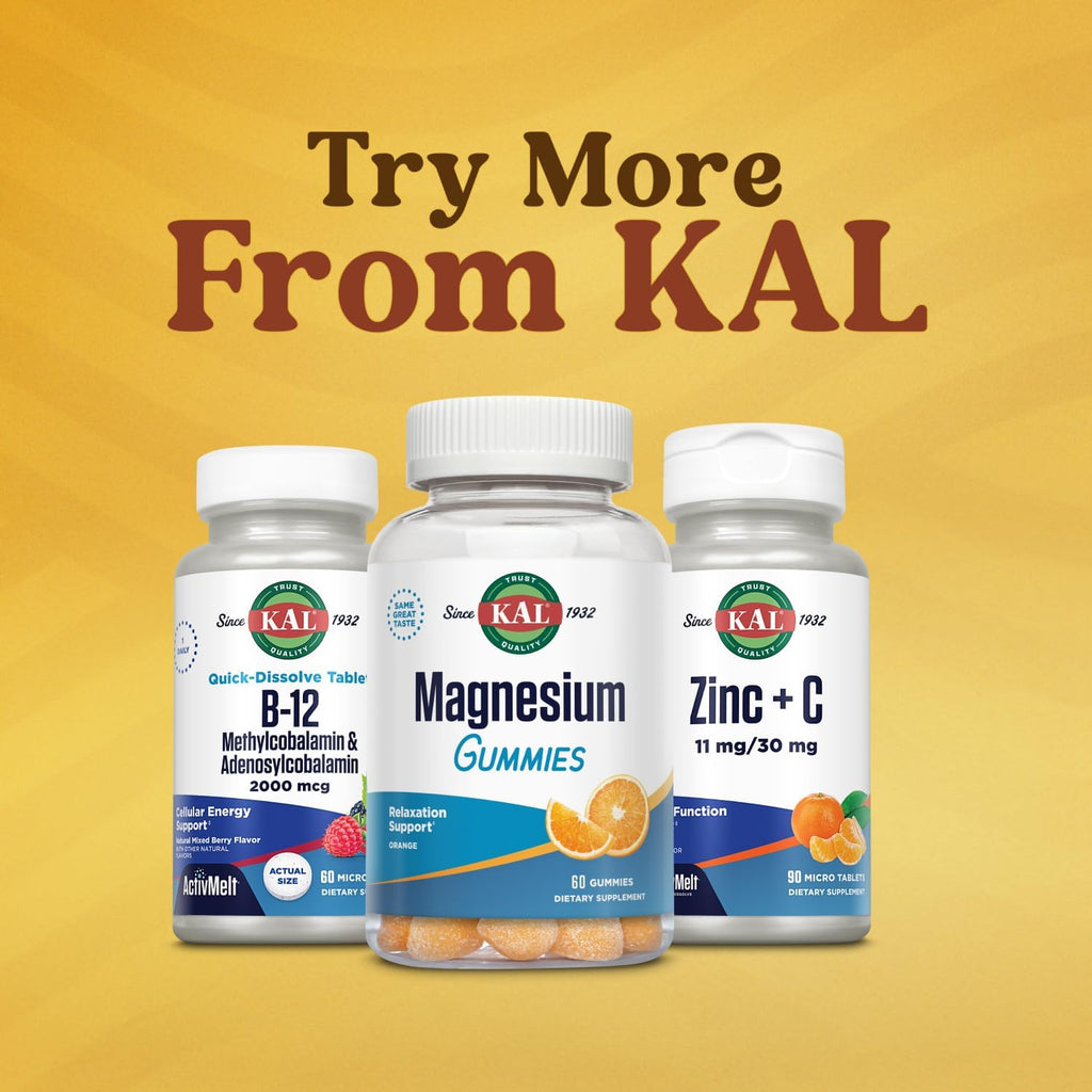 KAL Vitamina B12 Metilcobalamina y Adenosilcobalamina 2000 mcg - Complemento Alimenticio Energético, 60 Microcomprimidos ActivMelt