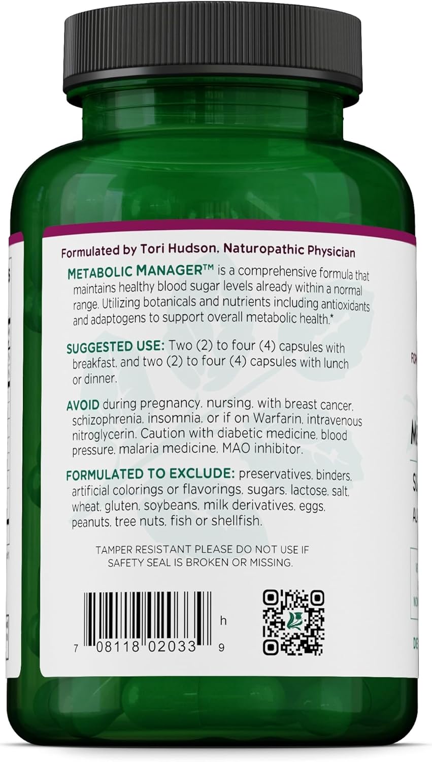 Vitanica Metabolic Manager - Complemento Herbal Vegano con Vitamina D (120 Cápsulas)