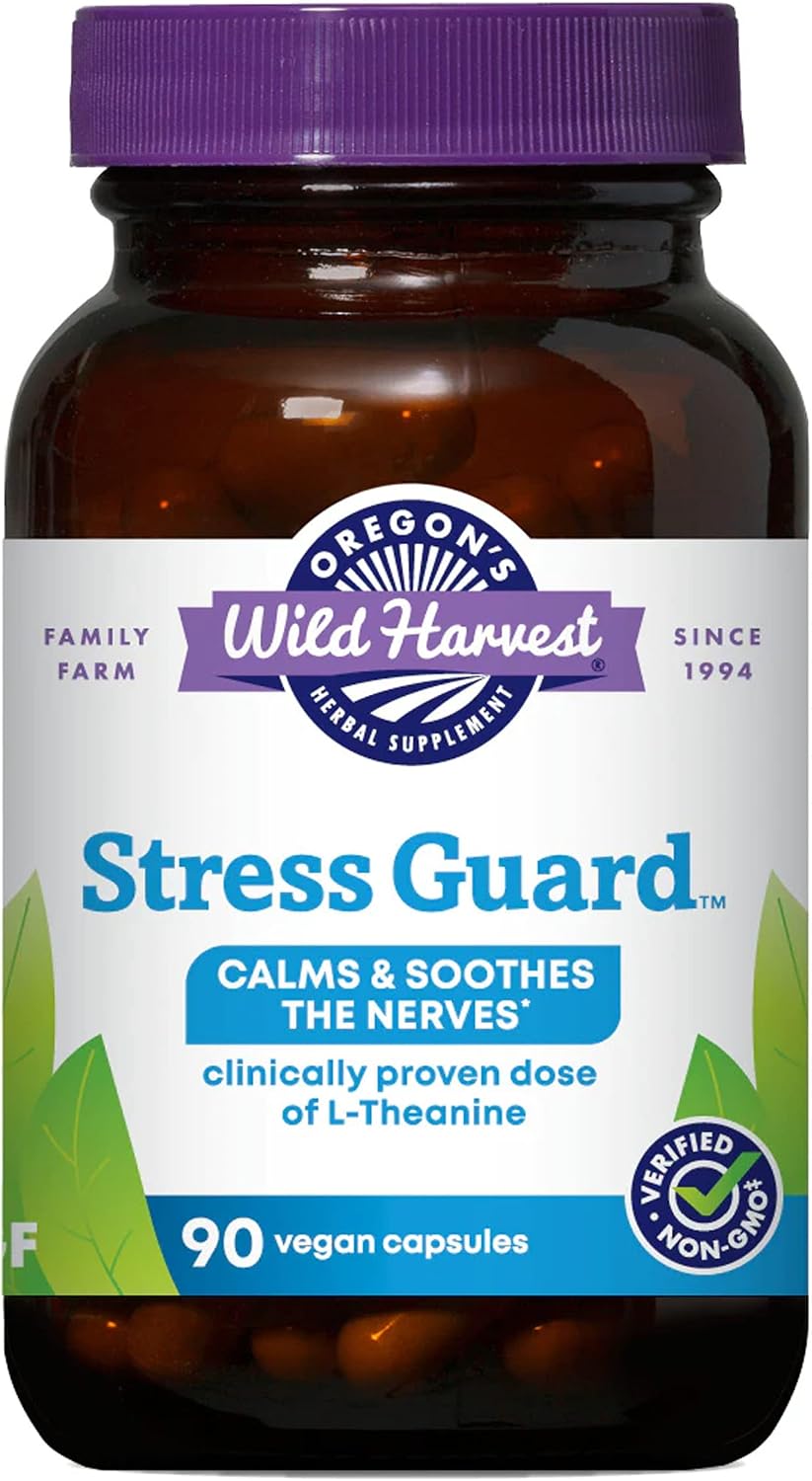 Stress Guard - Complemento de L-Teanina con Hierbas Adaptogénicas, 90 Cápsulas