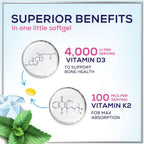 Hello Lovely! Vitamina D3 con K2 (MK-7) - 4000 IU (100 mcg) por porción - 120 Cápsulas Blandas