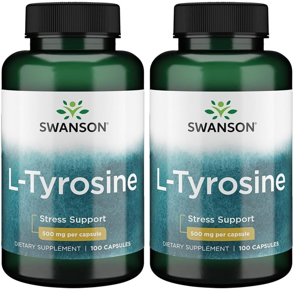 Swanson L-Tirosina - 100 Cápsulas - 500 mg por Cápsula - Suplemento de Aminoácido para el Apoyo Cognitivo y la Claridad Mental