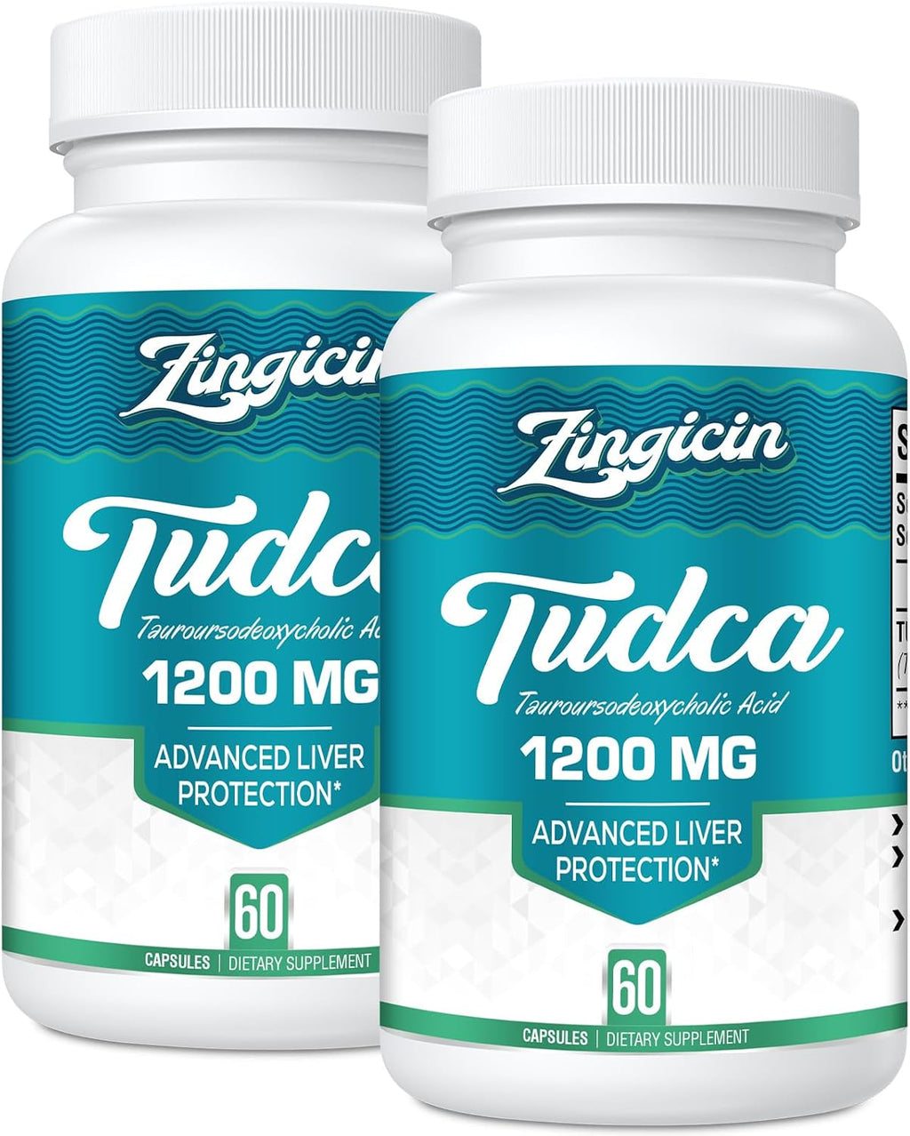 Zingicin TUDCA 1200mg - 60 Cápsulas Vegetales - Complemento Alimenticio de Sales Biliares