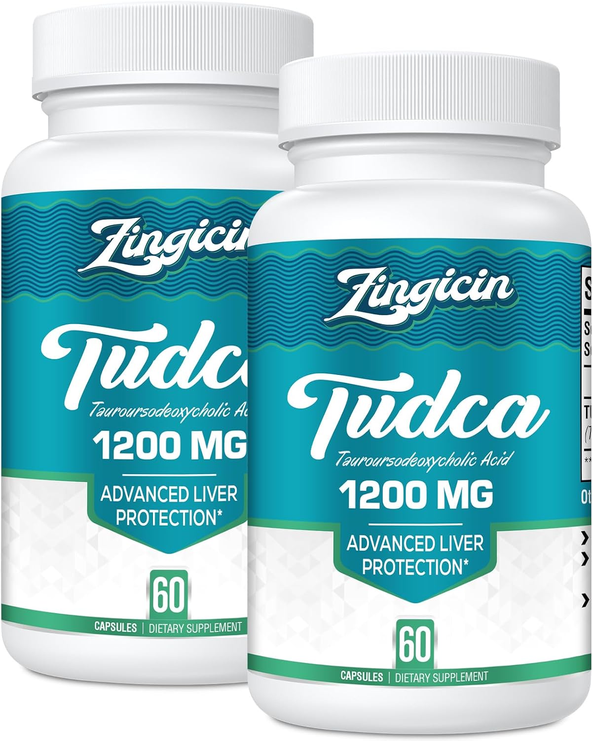 Zingicin TUDCA 1200mg - 60 Cápsulas Vegetales - Complemento Alimenticio de Sales Biliares