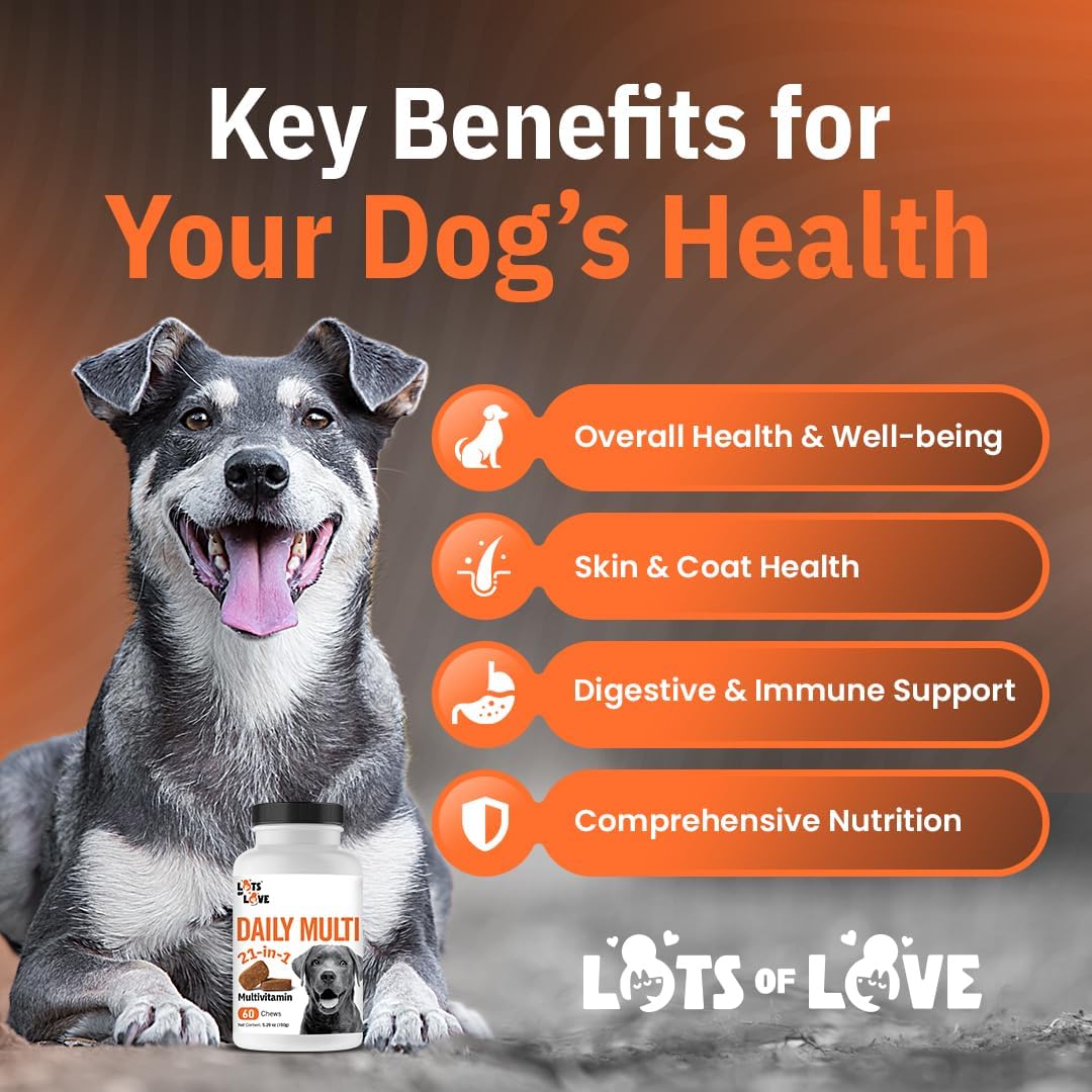 LotsOfLove Daily Multi Dog Chews - Multivitamínico masticable para perros (60 unidades)