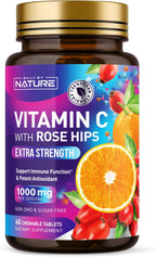 Built by Nature Vitamina C Masticable con Escaramujo - 1000 mg - Sabor Naranja - 60 Comprimidos