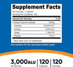 Nutricost Complejo de Enzima Lactasa 3.000 FCC ALU, 120 Cápsulas Vegetarianas – Sin Gluten, No-GMO