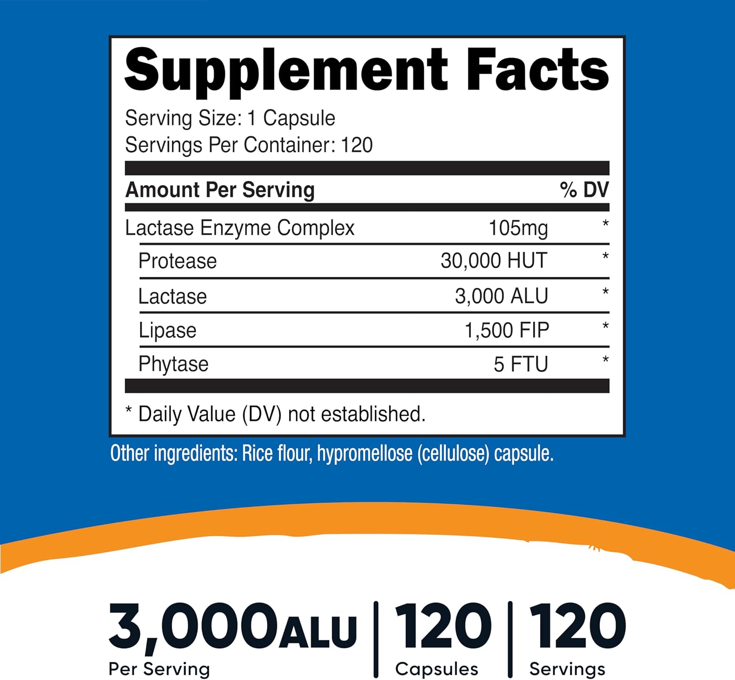 Nutricost Complejo de Enzima Lactasa 3.000 FCC ALU, 120 Cápsulas Vegetarianas – Sin Gluten, No-GMO
