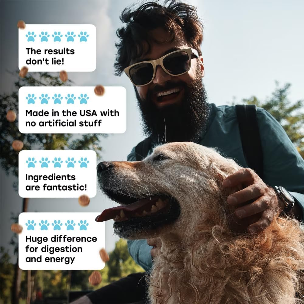 Pup Choice Probiotics para Perros - Digestión, Salud Intestinal y Heces Más Firmes | 1 Billón UFC, 6 Cepas con Calabaza, Papaya y Cúrcuma; Sabor a Ternera; 140 masticables blandos
