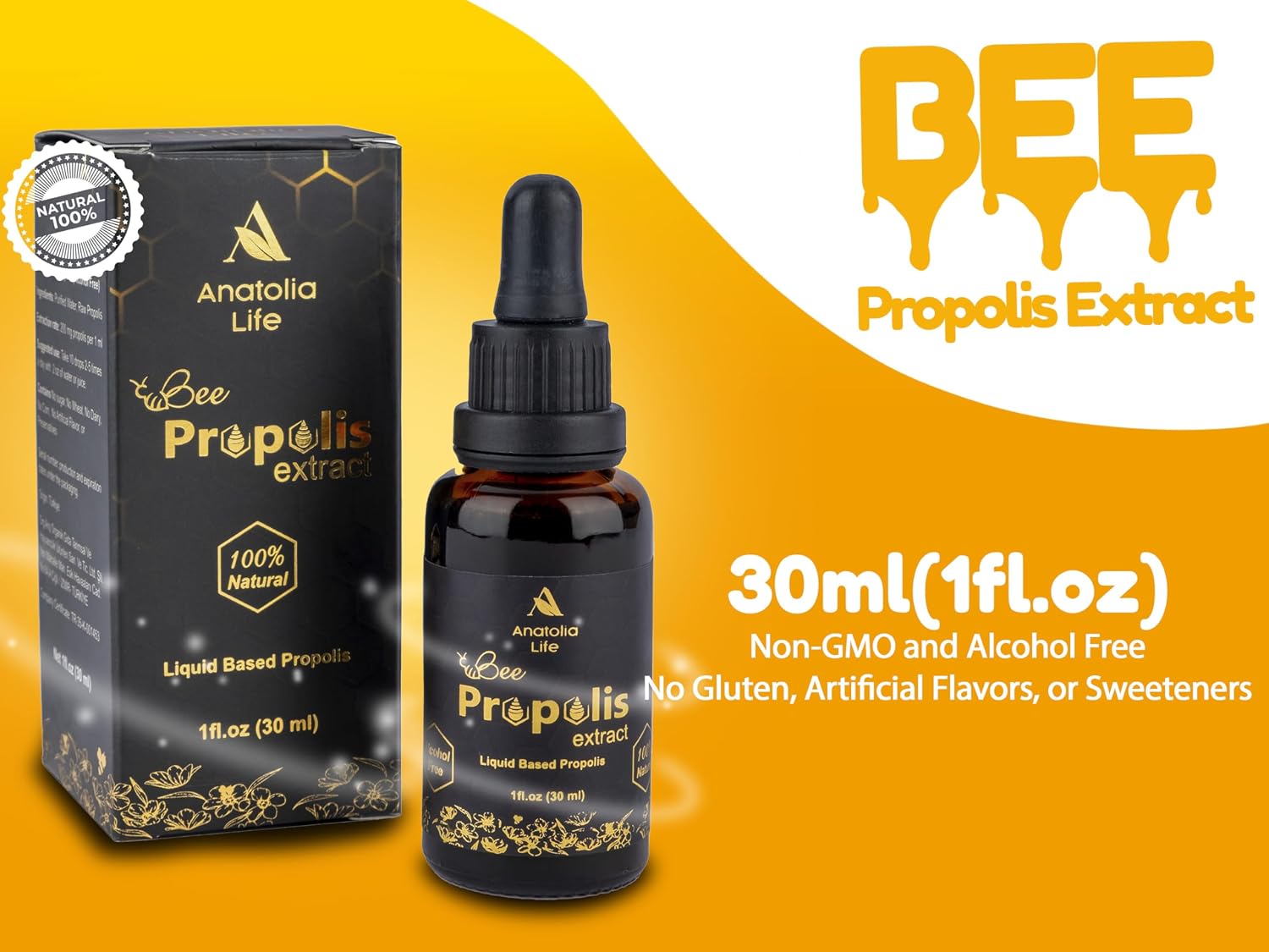 Extracto de Propóleo de Abeja Natural, 30 mL - Tintura Líquida Avanzada - Anatolia Life