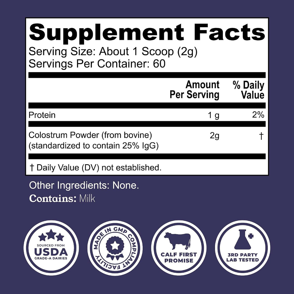 Polvo de Calostro Bovino – Origen EE.UU., para Inmunidad, Salud Intestinal y Recuperación Muscular – Sin Aditivos, de Pastoreo, No OGM