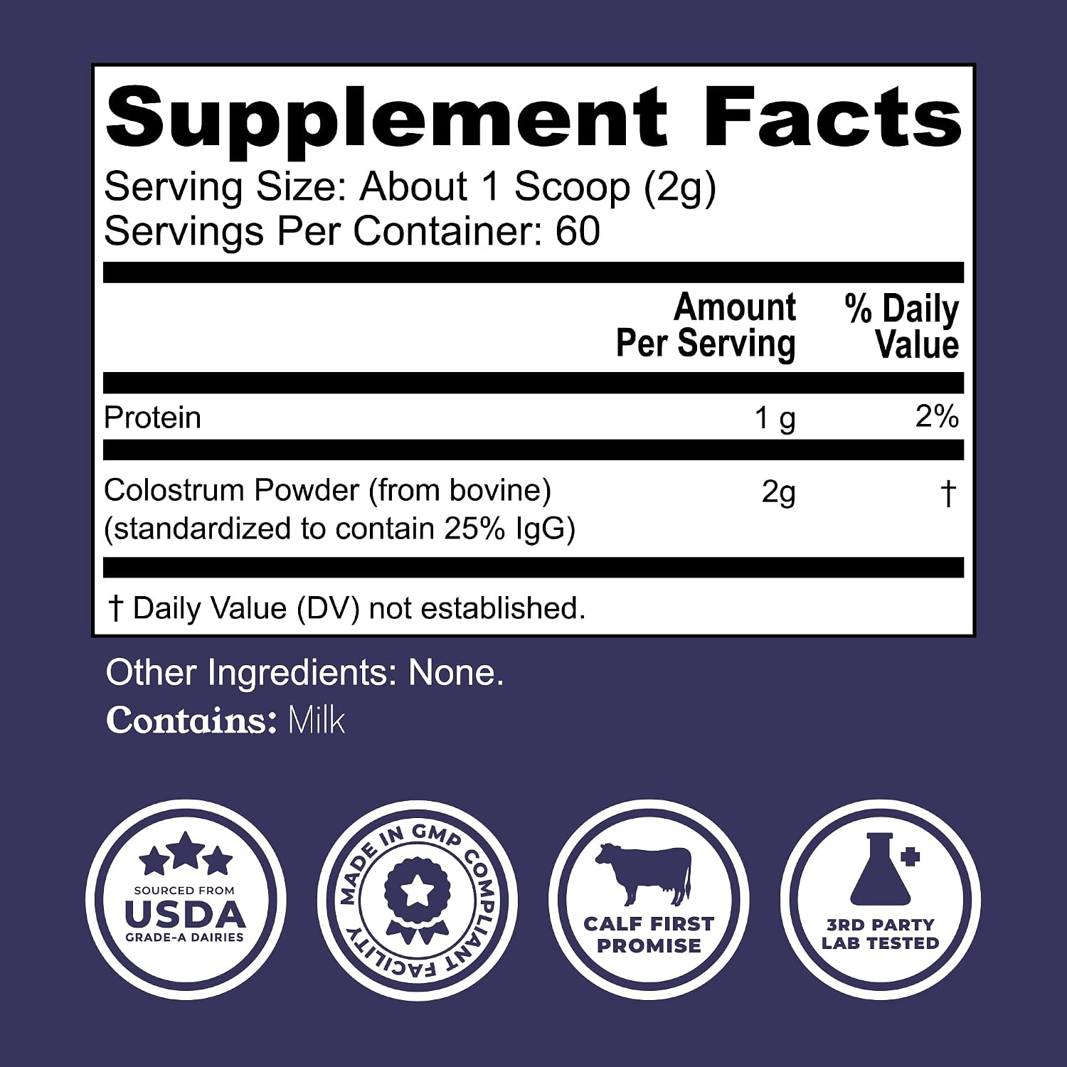 Polvo de Calostro Bovino – Origen EE.UU., para Inmunidad, Salud Intestinal y Recuperación Muscular – Sin Aditivos, de Pastoreo, No OGM