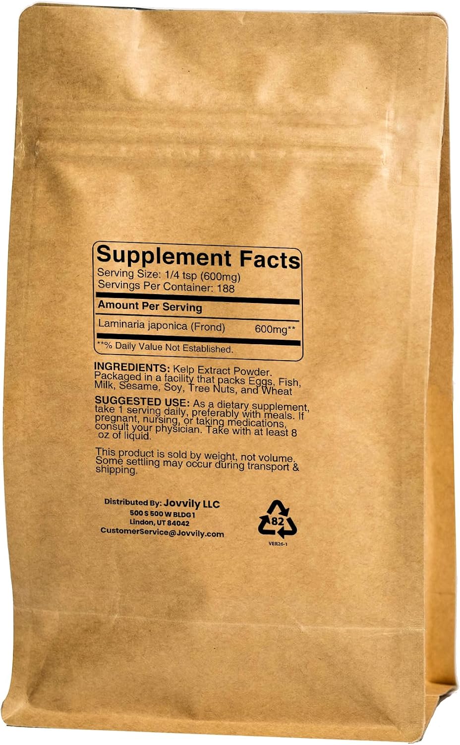 Jovvily Extracto de Kelp en Polvo - 113 g - Superalimento - Sin Aditivos - Siempre Puro