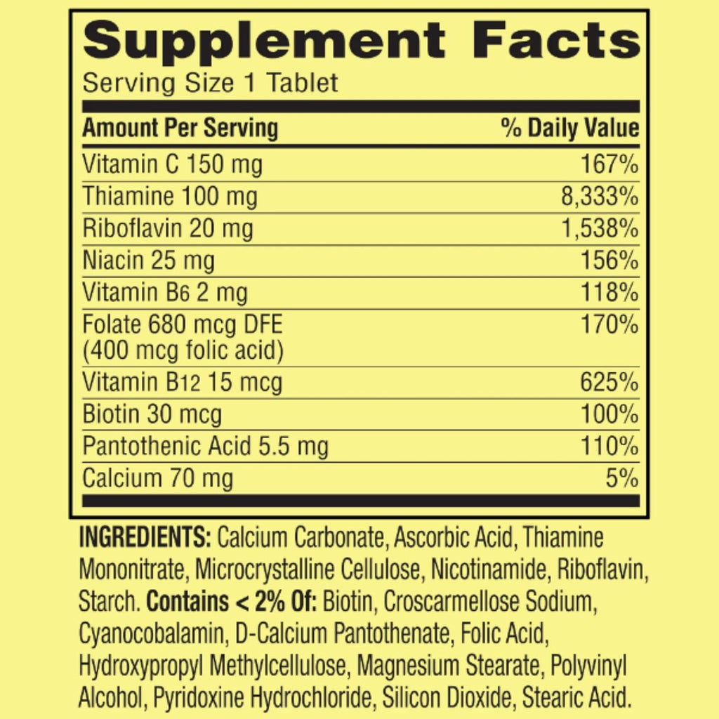Spring Valley Super Complejo B en Comprimidos, Suplemento Alimenticio, 500 Comprimidos (2 Envases de 250)