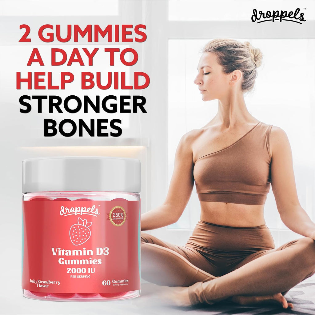 Droppels Vitamina D3 Gominolas 2000 UI – Sabor Fresa – 60 Gominolas