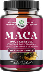 Cápsulas de Maca para Mujer – Mezcla de Maca Roja, Amarilla y Negra – 60 Cápsulas