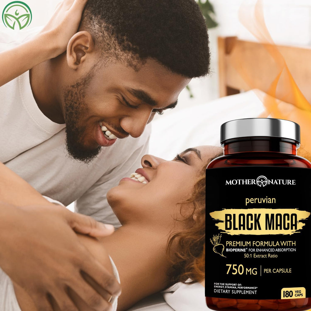 MNO Maca Negra Orgánica 750mg + BioPerine, 180 Cápsulas