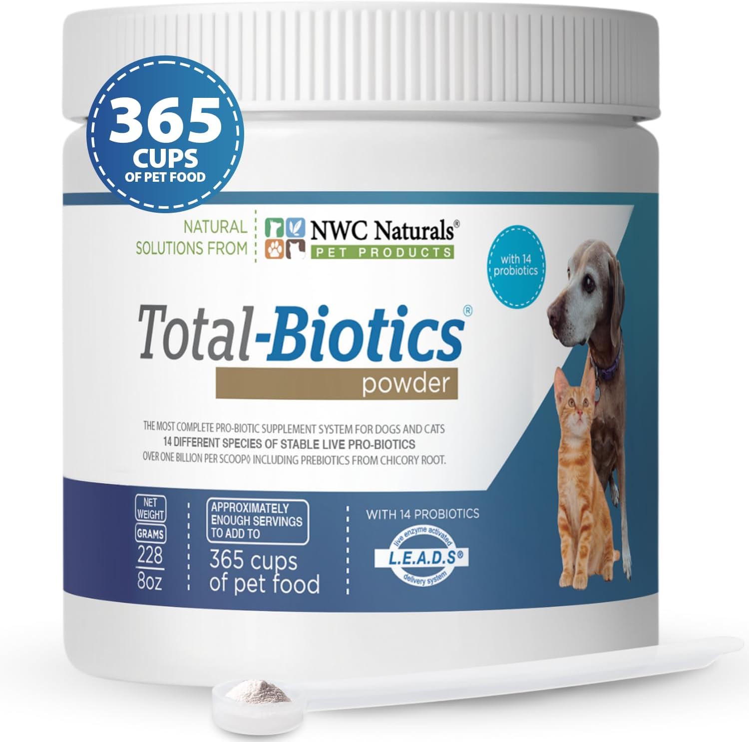 Total-Biotics Probióticos para Perros y Gatos - 365 Dosis, 8 oz