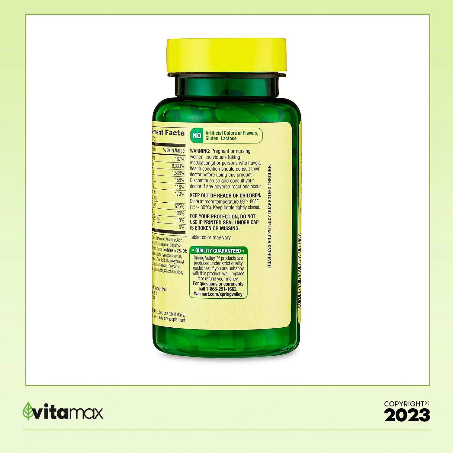 Spring Valley Super Vitamin B-Complex Tablets, 100 Comprimidos