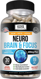 Kaya Naturals Neuro Brain - Nootrópico para Memoria y Concentración - 30 Cápsulas