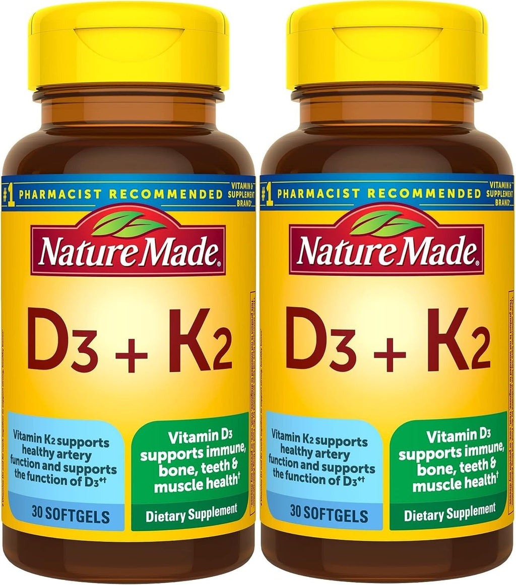 Nature Made Vitamina D3 + K2, 5000 UI (125 mcg), 30 Cápsulas Blandas