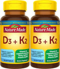 Nature Made Vitamina D3 + K2, 5000 UI (125 mcg) de Vitamina D, 100 mcg de Vitamina K2, 60 Cápsulas Blandas (Pack de 2)