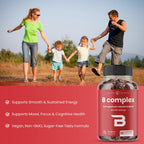 NutraChamps Complejo B en Gomitas - Vitaminas B1, B2, B3, B5, B6, B7, B9, B12 (Metilcobalamina) - Sabor Frambuesa - Vegano y Sin Gluten