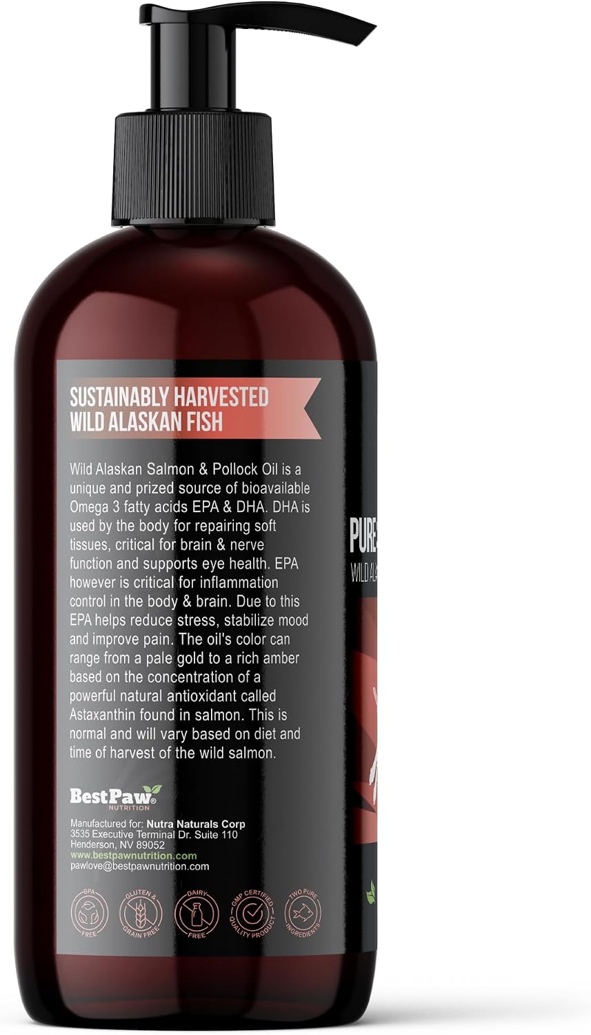 Wild Alaskan Salmon Oil for Dogs - Aceite de Salmón Salvaje de Alaska con Omega 3, EPA y DHA, 473 ml (16 oz)