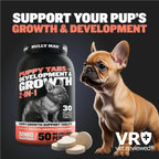 Bully Max 2-en-1 Vitaminas para Cachorros - 30 Comprimidos Masticables para el Crecimiento y Desarrollo - 2 Frascos