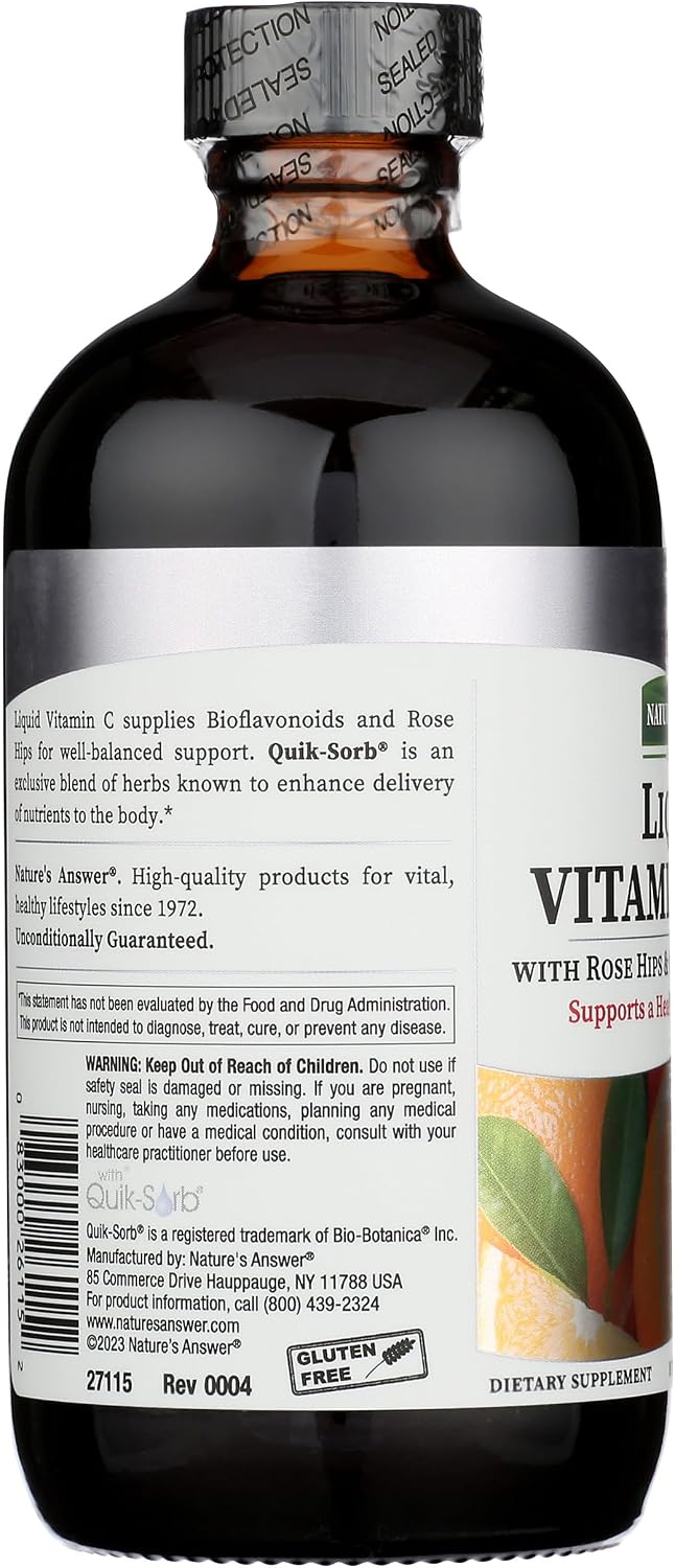 Nature's Answer Vitamina C Líquida 1000 mg con Escaramujo y Bioflavonoides, 236 ml