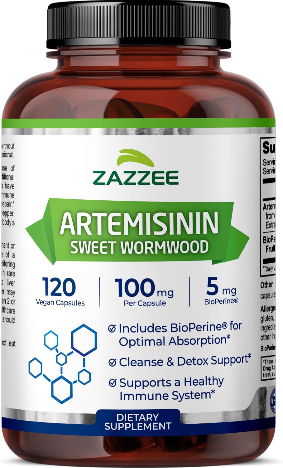 Zazzee Artemisinina de Alta Absorción, 100 mg por Cápsula, 120 Cápsulas Veganas, con 5 mg de BioPerine
