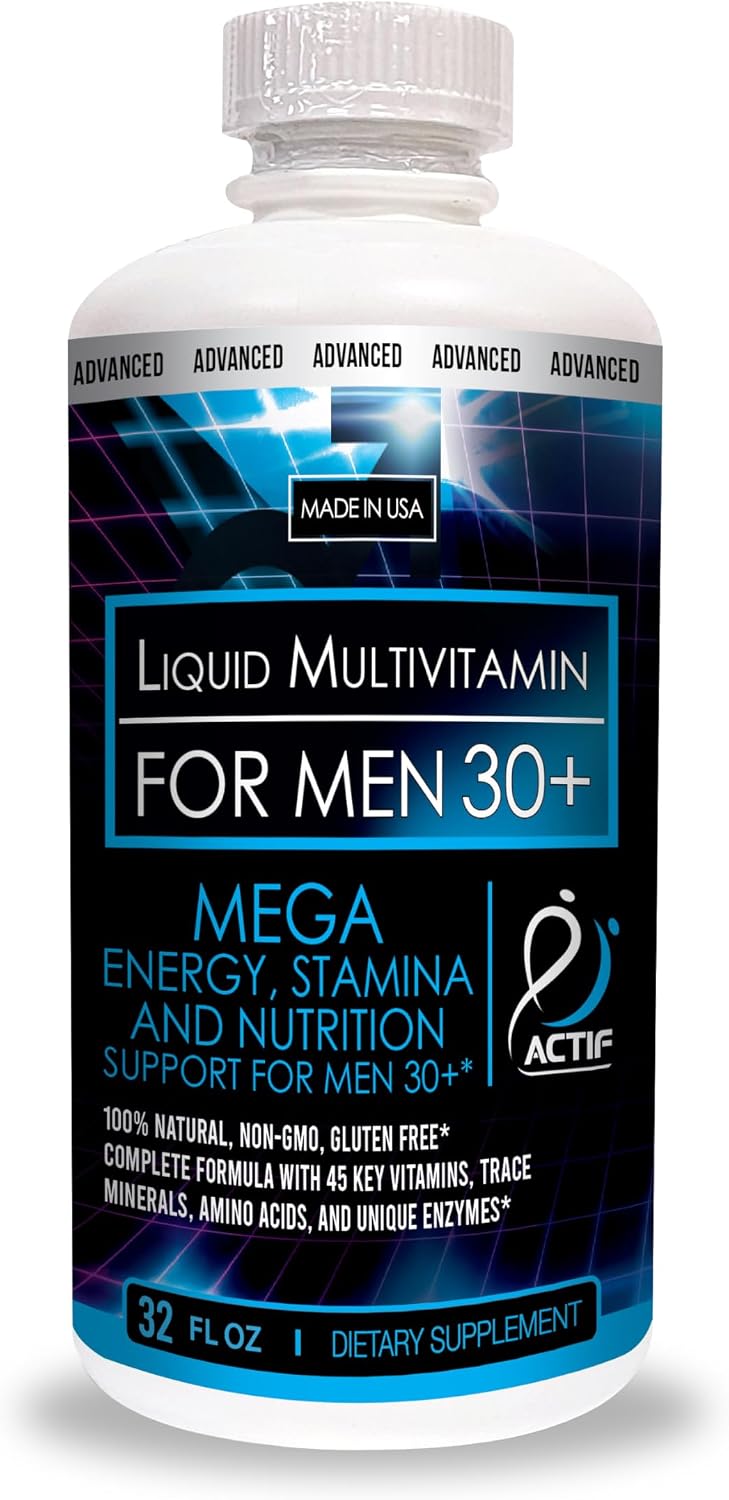 ACTIF Multivitamínico Líquido Diario para Hombres 30+ con 40 Factores Avanzados – No GMO, Hecho en EE.UU., 946 ml