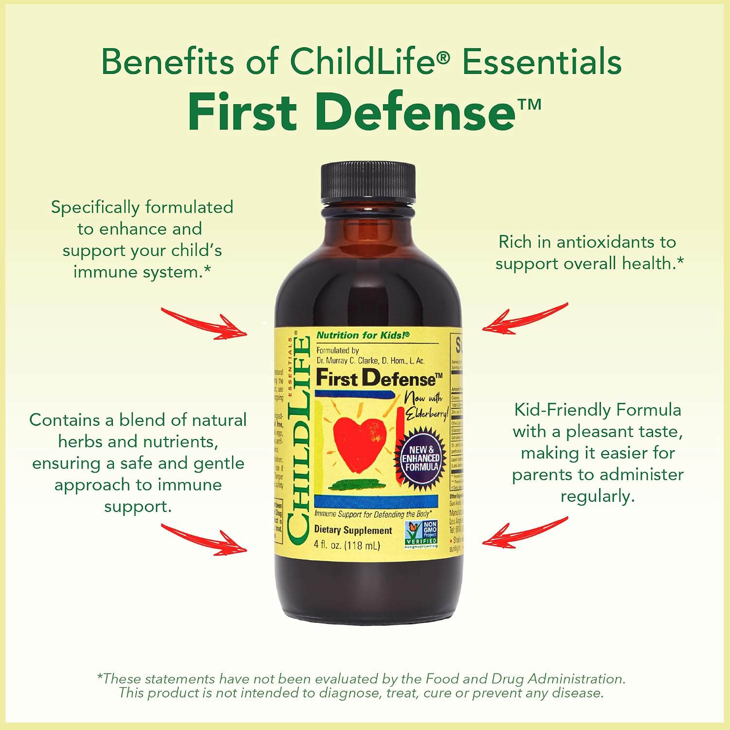 CHILDLIFE ESSENTIALS First Defense - Refuerzo Inmunológico Infantil con Saúco y Zinc - Pack de 3 - 4 fl oz cada uno