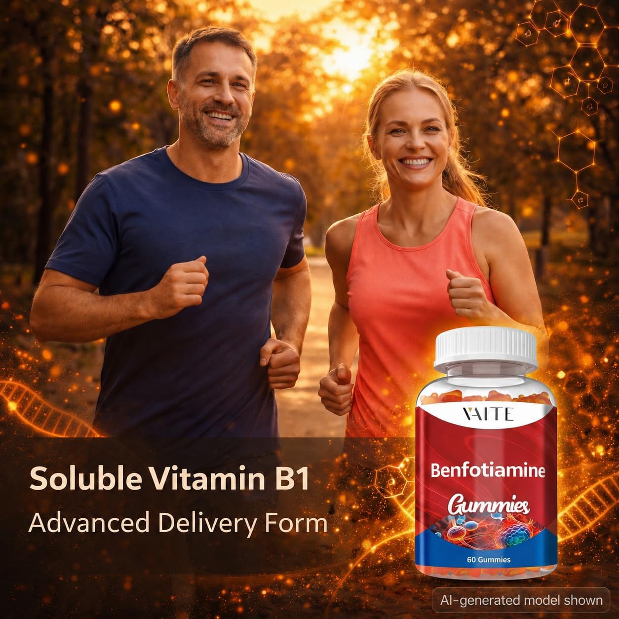 VAITE Benfotiamina 320mg Gomitas con L-Leucina 45mg | Complejo de Vitamina B1