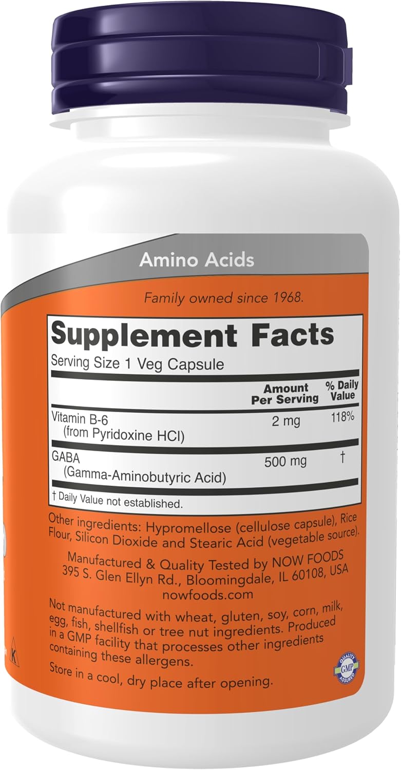 GABA 500 mg + Vitamina B6 - 100 Cápsulas Vegetales