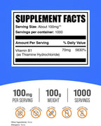 BulkSupplements Thiamine HCl Powder - 100mg per Serving, 100g (3.5 oz)