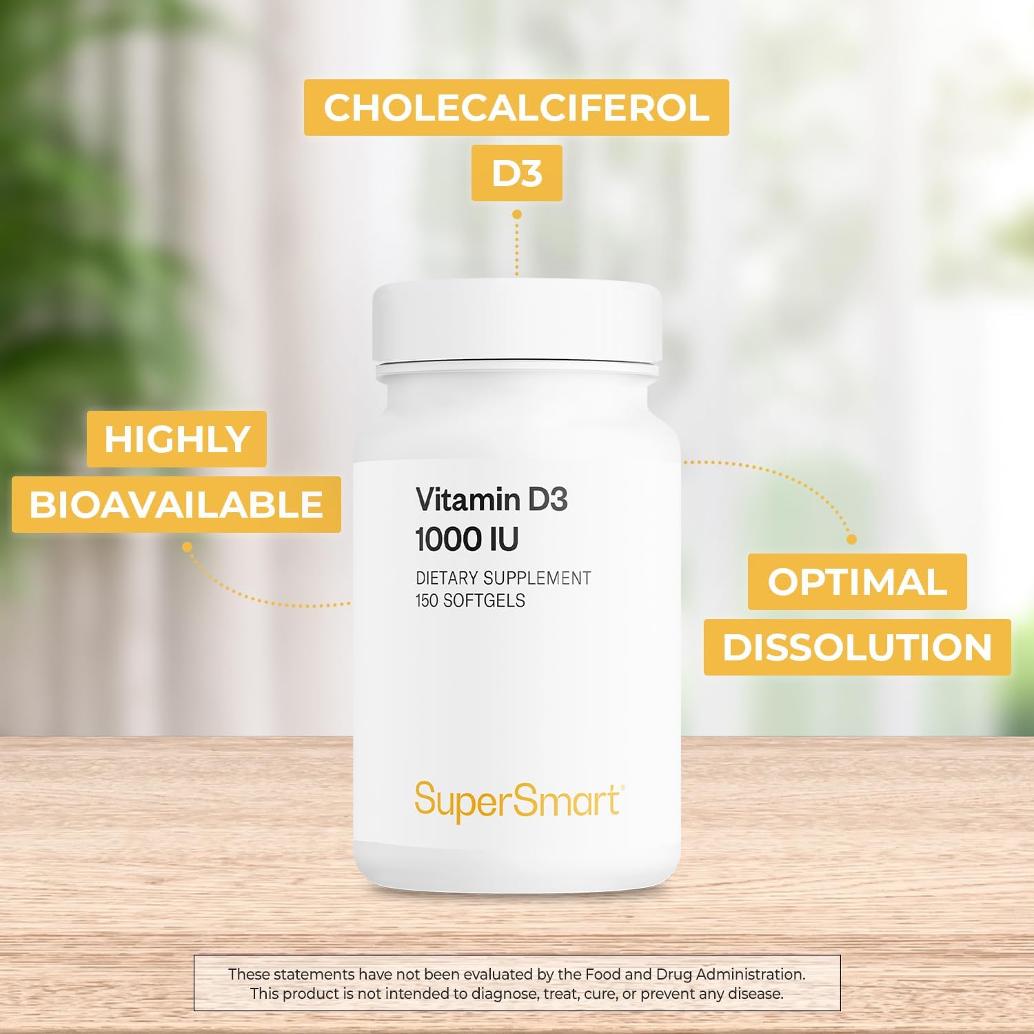 Supersmart Vitamina D3 1000 UI, 150 cápsulas blandas