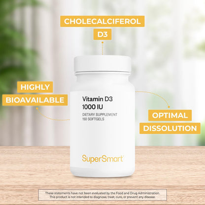 Supersmart Vitamina D3 1000 UI, 150 cápsulas – Función muscular: La vitamina D participa en el funcionamiento – Image 3