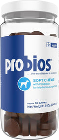 Probios for Dogs Soft Chews, Daily Probiotic Supplement for Digestive Health and Immunity, Medium to Large Breeds, Chicken Liver Flavor, 8.46oz 60 Chews