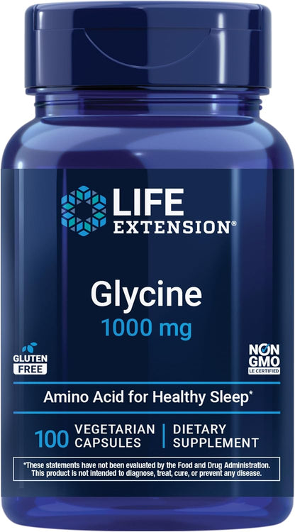 Life Extension Glicina 1000 mg, 100 Cápsulas - Aminoácido para el Sueño – Image 1