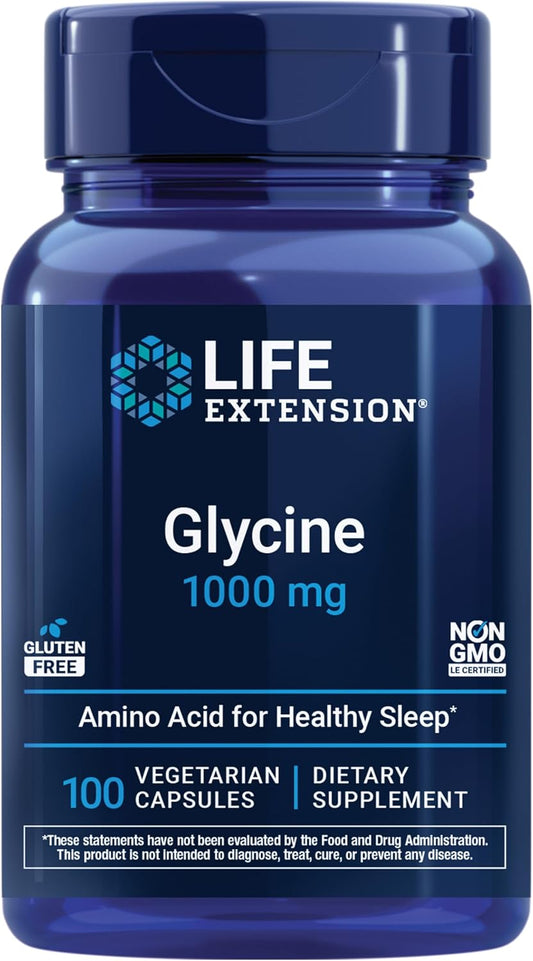 Life Extension Glycine 1000 mg, 100 Capsules - Amino Acid for Sleep