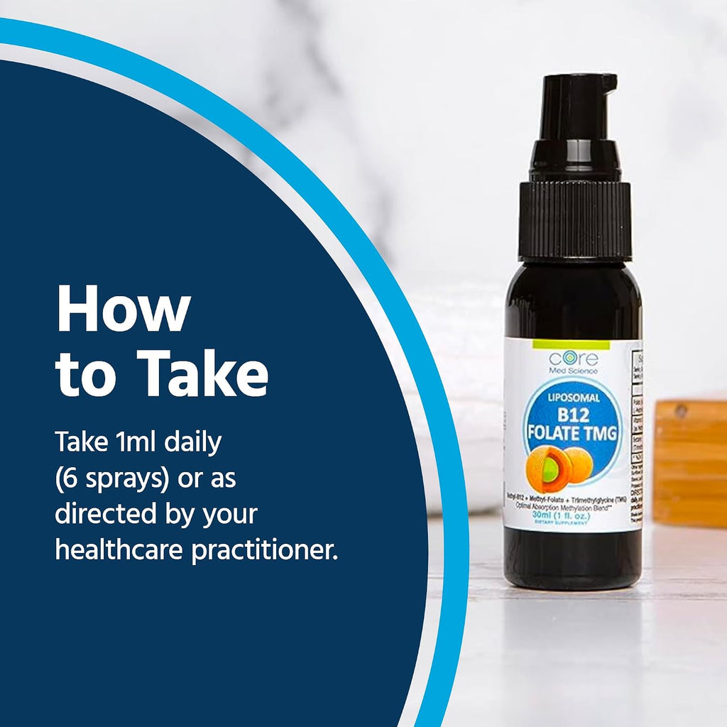 Core Med Science Liposomal B12 Folate TMG Liquid Spray