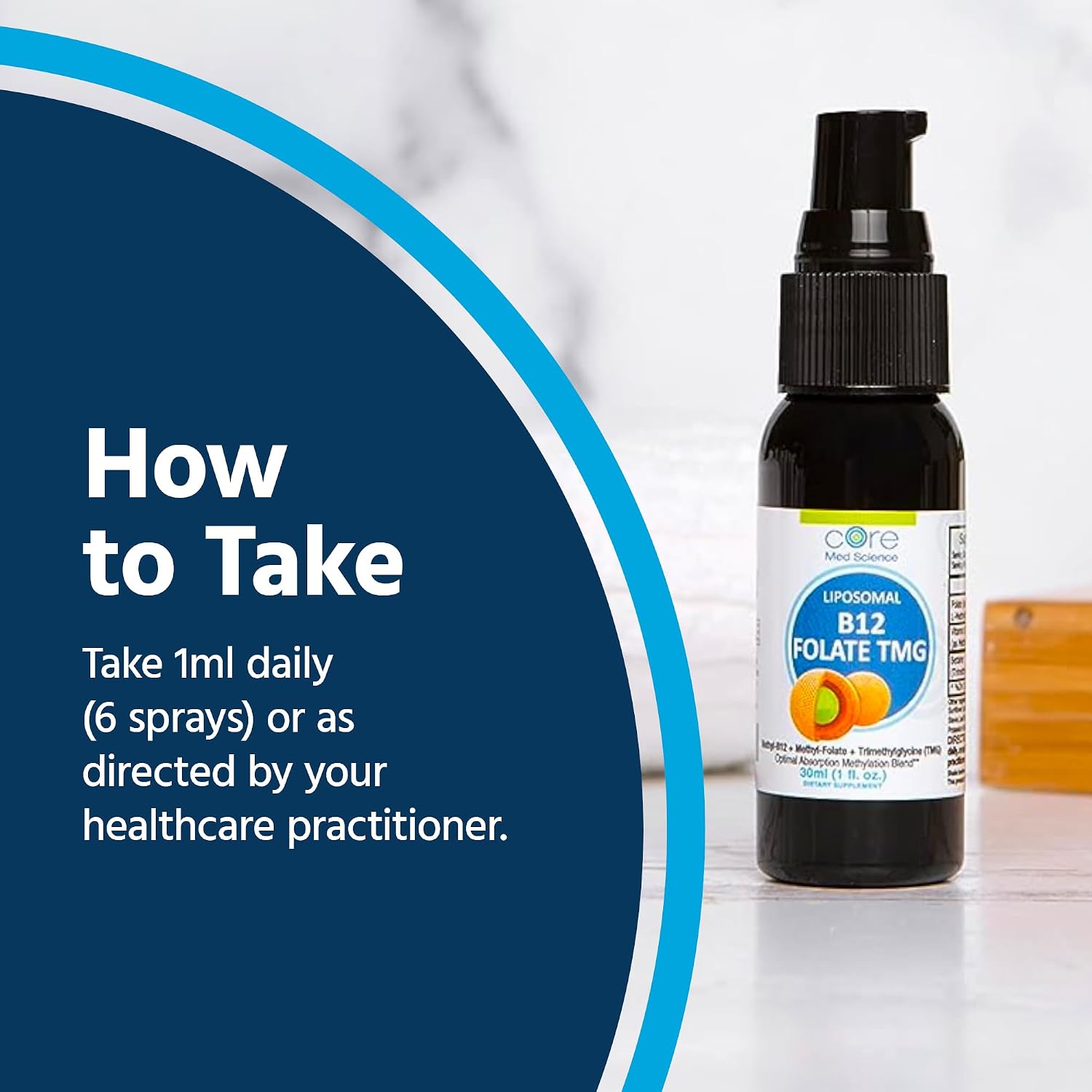 Core Med Science Liposomal B12 Folate TMG Liquid Spray