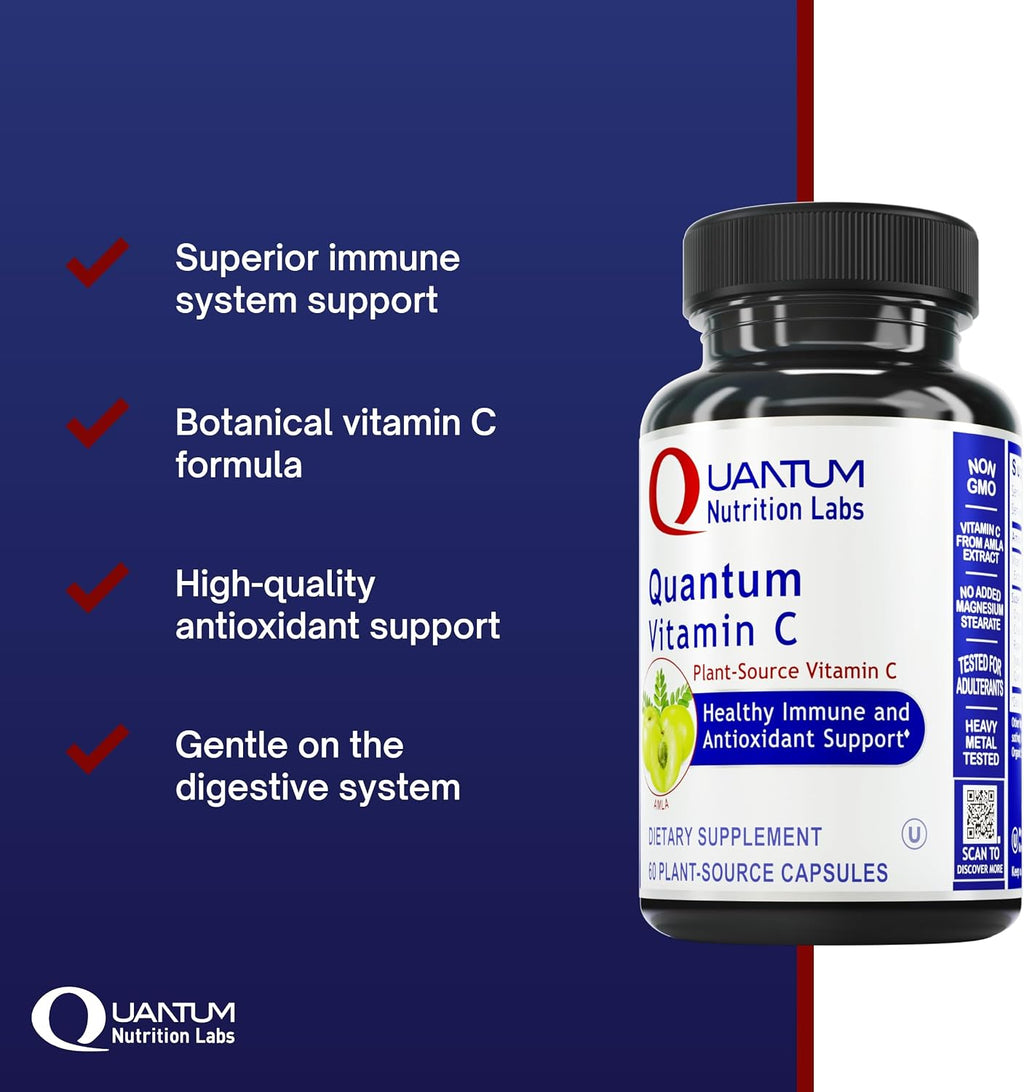 Quantum Vitamin C - Vitamina C Orgánica Natural con Bioflavonoides - 60 Cápsulas Veganas