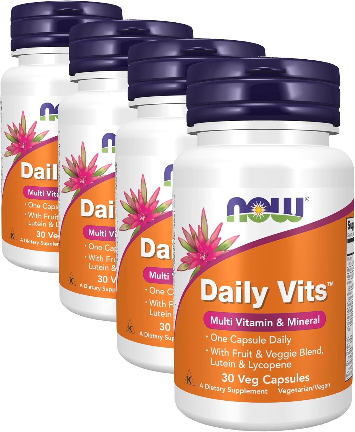 NOW Foods Daily Vits con Mezcla de Frutas y Verduras, Luteína y Licopeno - 30 Cápsulas Vegetales